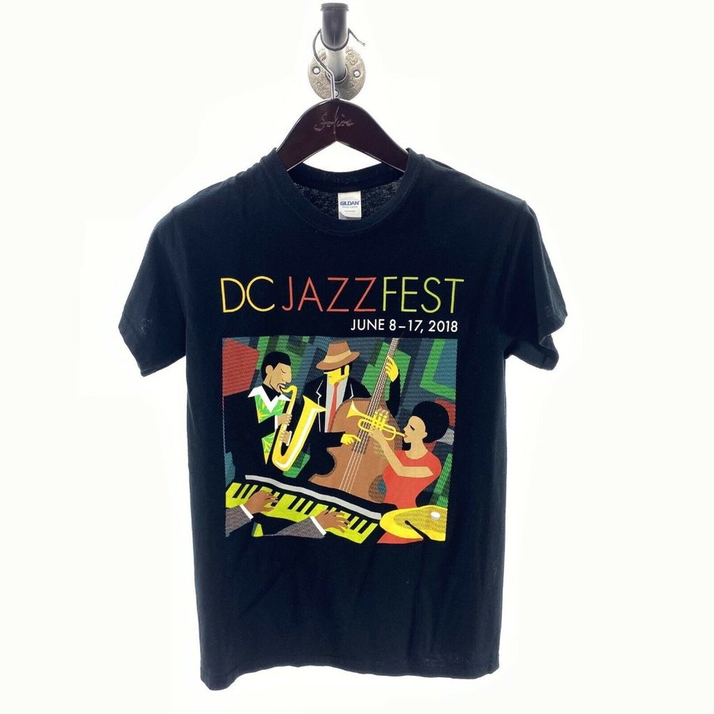 DC JAZZFEST 2018 T-shirt S Small Black Cotton Doub